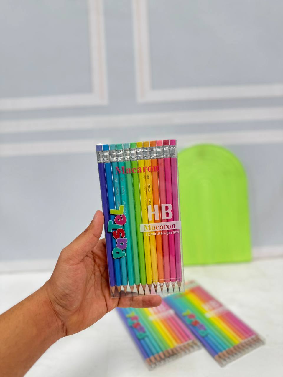 پک 12 عددی مداد مشکی بدنه پاستلی برند ماکارون