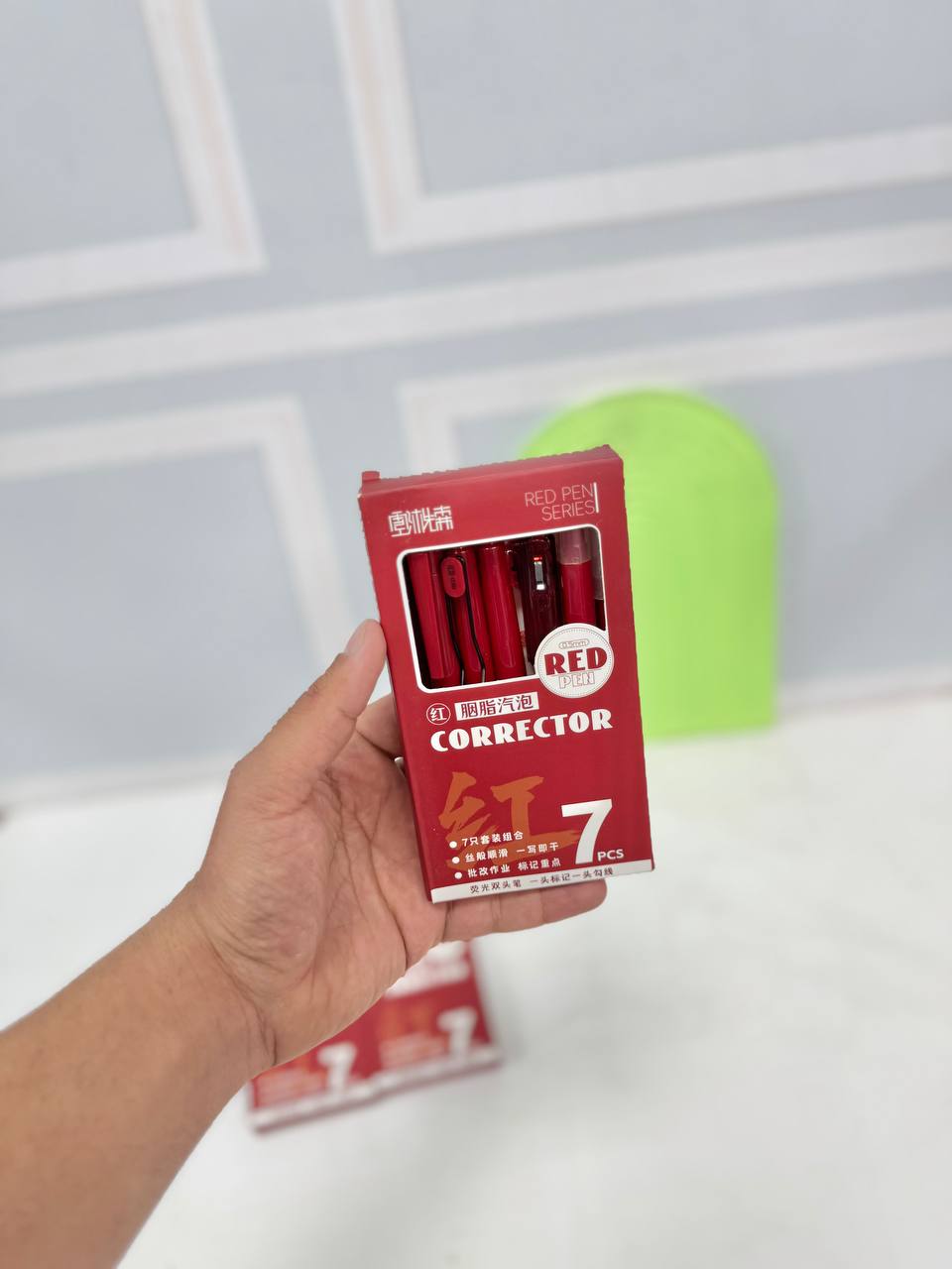 پک 7 تایی خودکار و رواننویس جوهر قرمز برند موکا